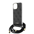 Guess Guess iPhone 15 Pro Max Back cover case - Crossbody cord - 4G print - Black