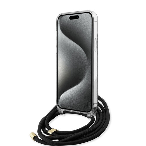 Guess Guess iPhone 15 Pro Max Back cover coque Crossbody cord - 4G print - Noir