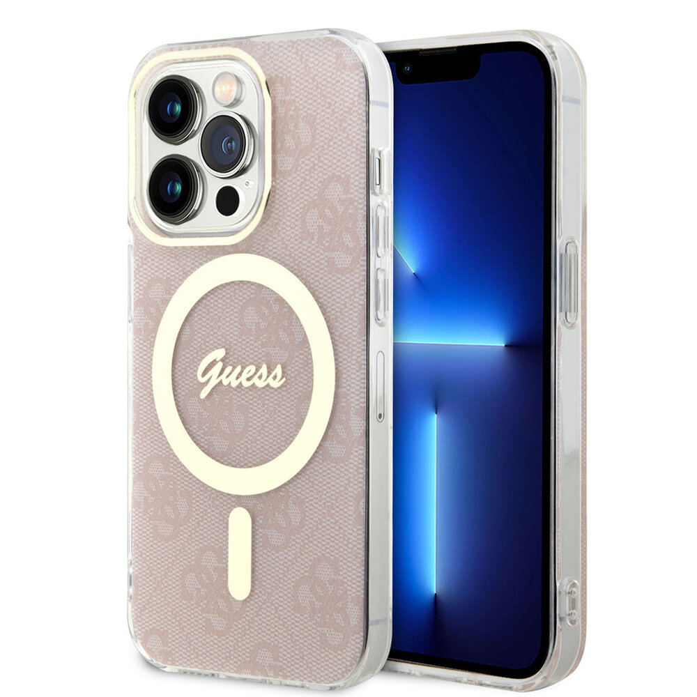 Guess Guess iPhone 15 Pro Back-Cover hul - Magsafe IML 4G - Rosa Guess Guess iPhone 15 Pro Back-Cover hul - Magsafe IML 4G - Rosa