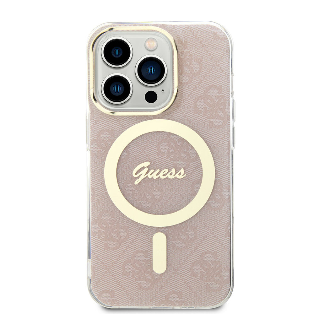 Guess Guess iPhone 15 Pro Back cover case - Magsafe IML 4G - Pink Guess Guess iPhone 15 Pro Back cover case - Magsafe IML 4G - Pink