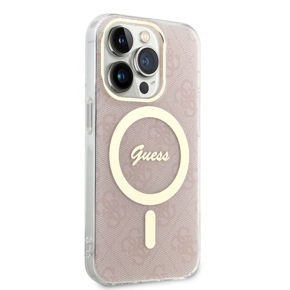 Guess Guess iPhone 15 Pro Back-Cover hul - Magsafe IML 4G - Rosa Guess Guess iPhone 15 Pro Back-Cover hul - Magsafe IML 4G - Rosa