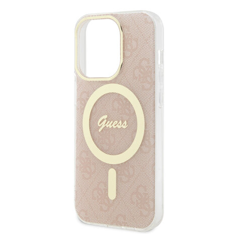 Guess Guess iPhone 15 Pro Back cover case - Magsafe IML 4G - Pink Guess Guess iPhone 15 Pro Back cover case - Magsafe IML 4G - Pink
