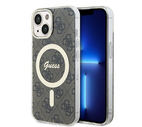 Guess Guess iPhone 15 Back cover case - Magsafe IML 4G - Brown Guess Guess iPhone 15 Back cover case - Magsafe IML 4G - Brown