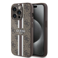 Guess iPhone 15 Pro Backcover hoesje 4G printed stripes - Bruin