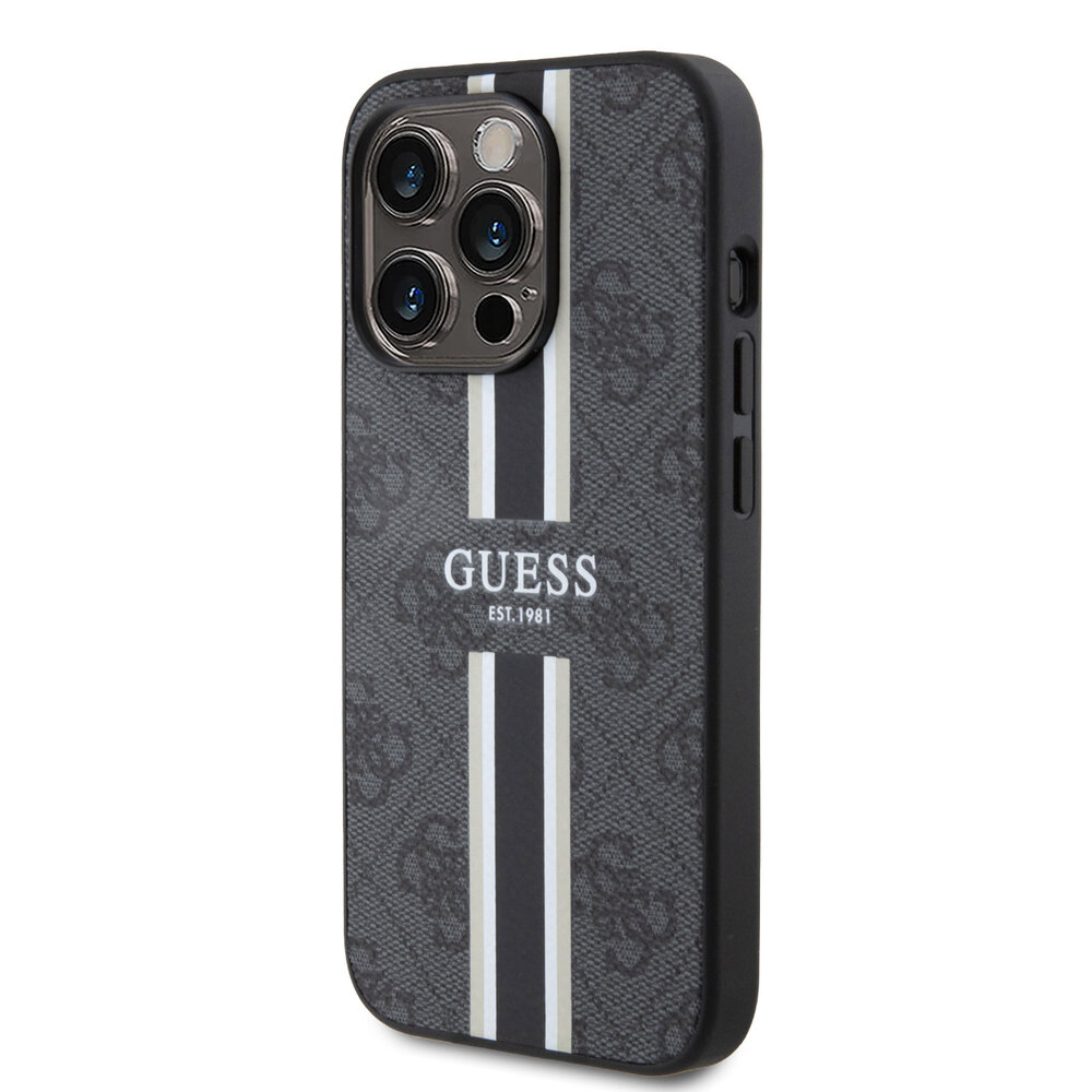Guess Guess iPhone 15 Pro Back cover coque 4G printed stripes - Noir Guess Guess iPhone 15 Pro Back cover coque 4G printed stripes - Noir