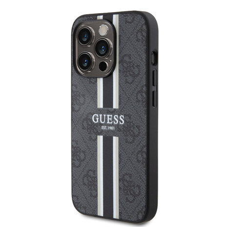 Guess Guess iPhone 15 Pro Back cover coque 4G printed stripes - Noir Guess Guess iPhone 15 Pro Back cover coque 4G printed stripes - Noir