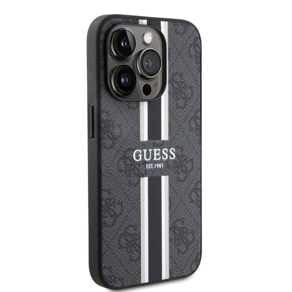 Guess Guess iPhone 15 Pro Back cover coque 4G printed stripes - Noir Guess Guess iPhone 15 Pro Back cover coque 4G printed stripes - Noir
