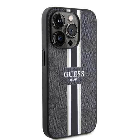 Guess Guess iPhone 15 Pro Back cover coque 4G printed stripes - Noir Guess Guess iPhone 15 Pro Back cover coque 4G printed stripes - Noir