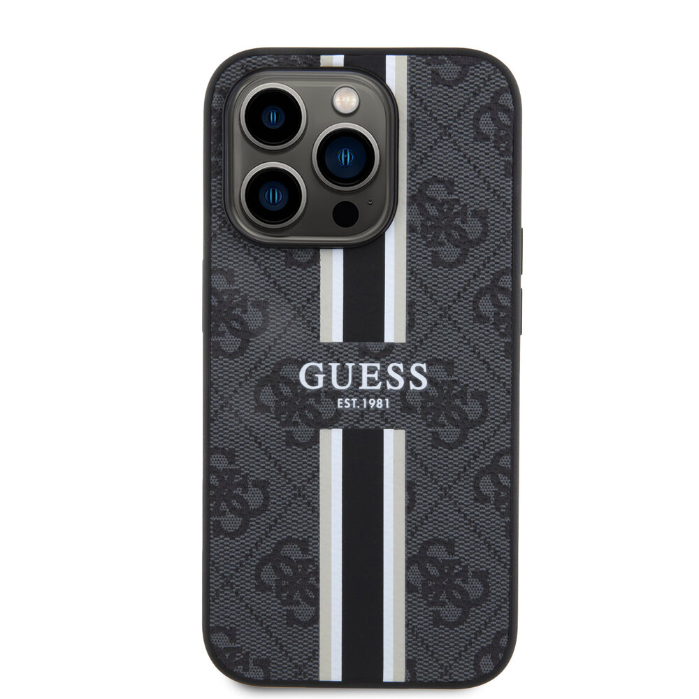 Guess Guess iPhone 15 Pro Back cover coque 4G printed stripes - Noir Guess Guess iPhone 15 Pro Back cover coque 4G printed stripes - Noir
