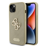 Guess Guess iPhone 15 & 14 Plus Backcover hoesje Perforated 4G - glitter - Goud Guess Guess iPhone 15 & 14 Plus Backcover hoesje Perforated 4G - glitter - Goud