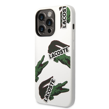 Lacoste Lacoste iPhone 14 Pro Back cover coque - Allover Pattern - Blanc Lacoste Lacoste iPhone 14 Pro Back cover coque - Allover Pattern - Blanc