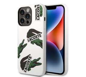 Lacoste Lacoste iPhone 14 Pro Backcover hoesje - Allover Pattern - Wit Lacoste Lacoste iPhone 14 Pro Backcover hoesje - Allover Pattern - Wit