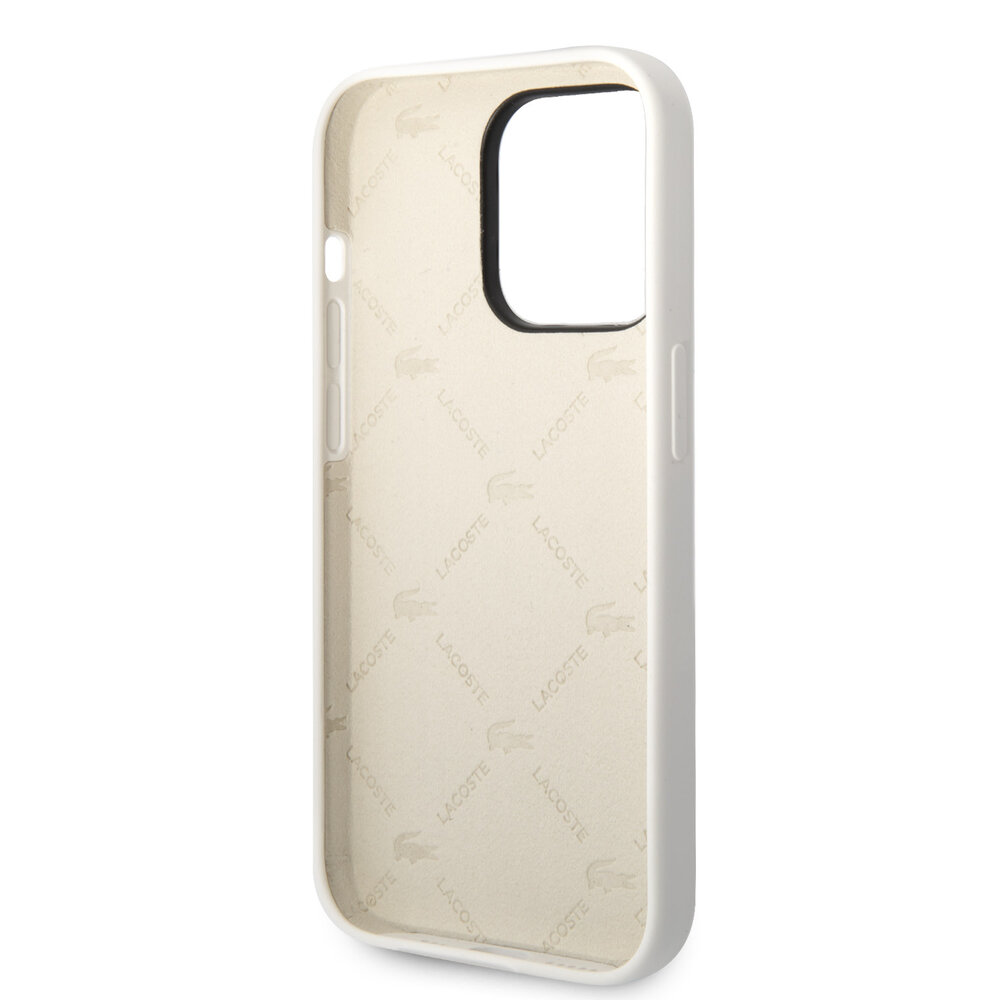 Lacoste Lacoste iPhone 14 Pro Back cover coque - Allover Pattern - Blanc Lacoste Lacoste iPhone 14 Pro Back cover coque - Allover Pattern - Blanc