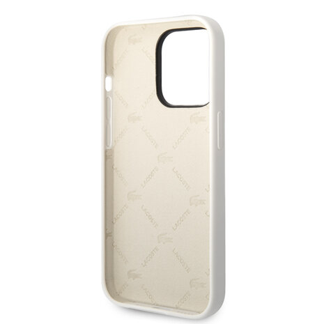 Lacoste Lacoste iPhone 14 Pro Back cover coque - Allover Pattern - Blanc Lacoste Lacoste iPhone 14 Pro Back cover coque - Allover Pattern - Blanc