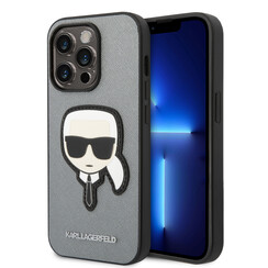 Karl Lagerfeld iPhone 14 Pro Back cover coque - Karl Head Patch - Argent