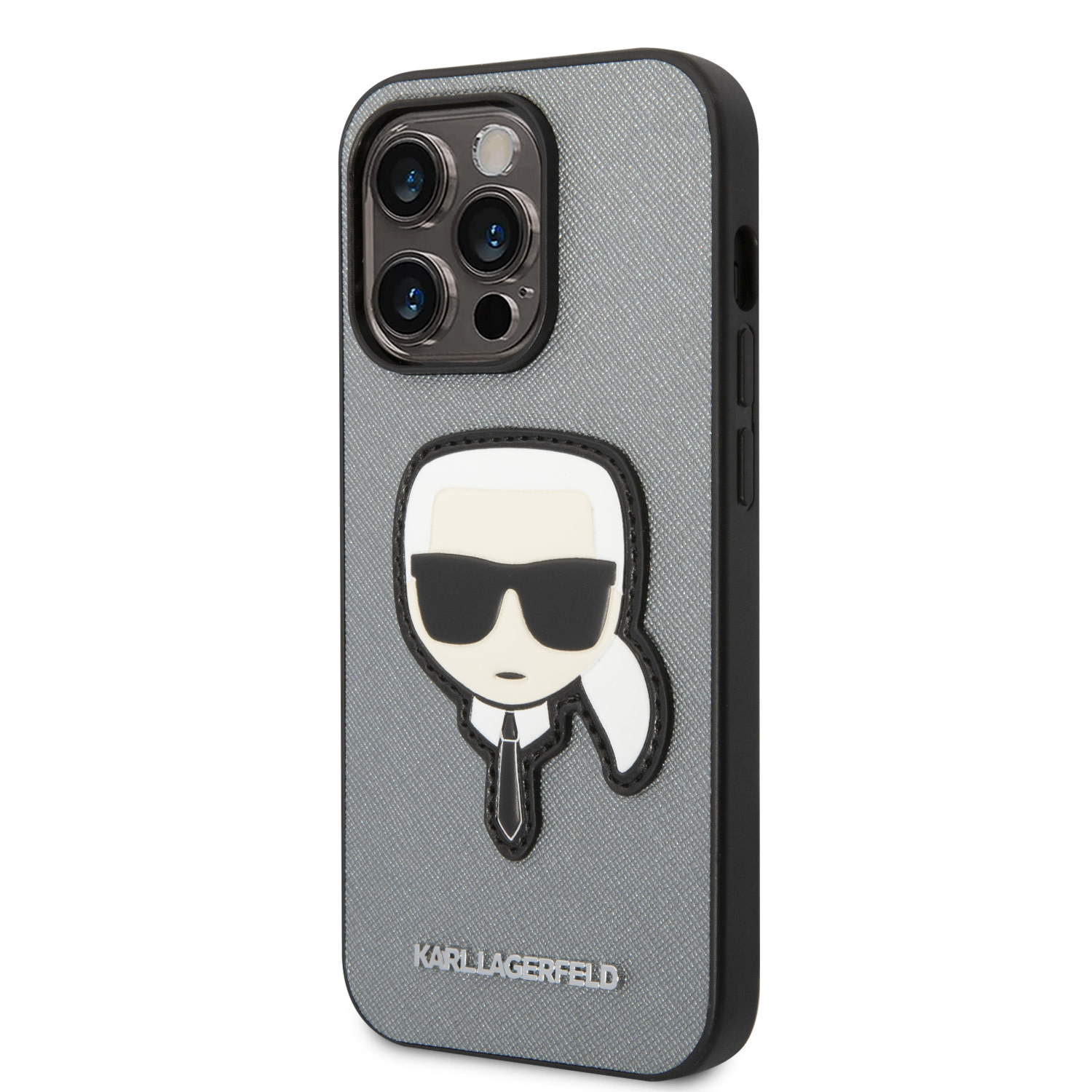 Karl Lagerfeld Karl Lagerfeld iPhone 14 Pro Backcover hoesje - Karl Head Patch - Zilver, foto 2 van 6