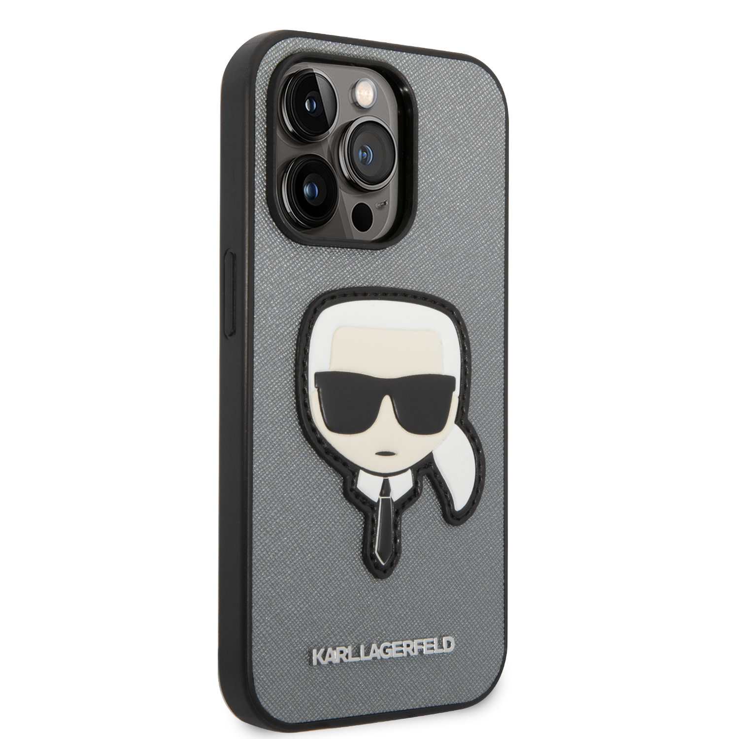 Karl Lagerfeld Karl Lagerfeld iPhone 14 Pro Backcover hoesje - Karl Head Patch - Zilver, foto 4 van 6