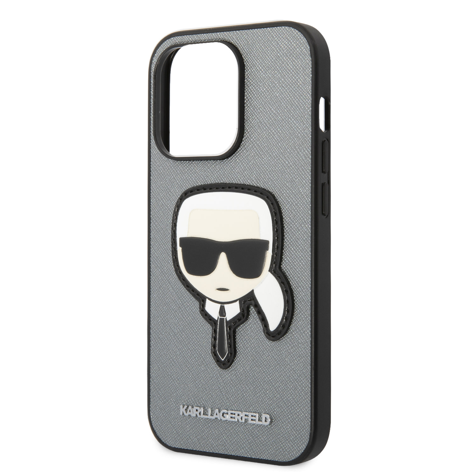 Karl Lagerfeld Karl Lagerfeld iPhone 14 Pro Backcover hoesje - Karl Head Patch - Zilver, foto 5 van 6