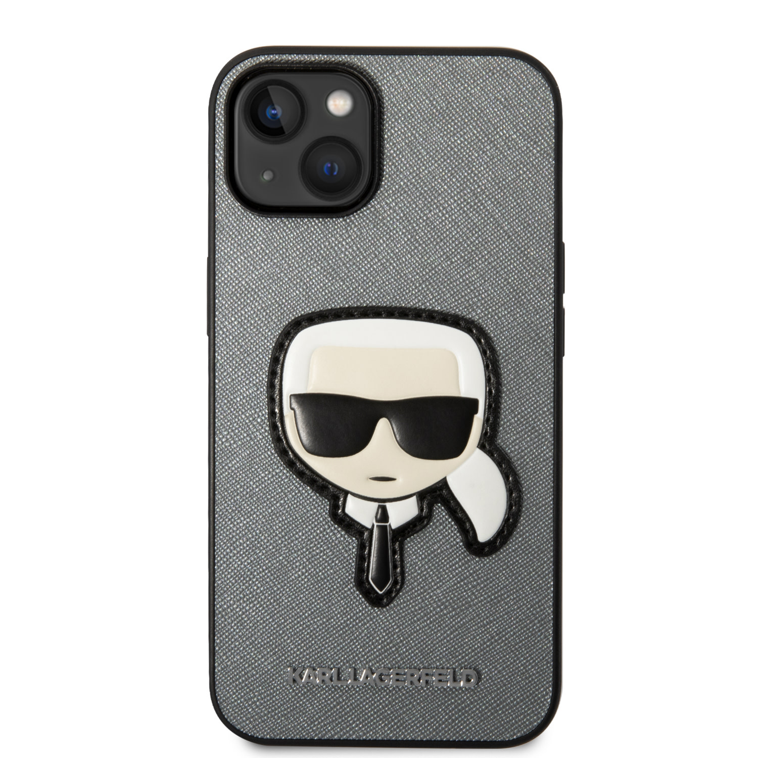 Karl Lagerfeld Karl Lagerfeld iPhone 14 en iPhone 13 Backcover hoesje - Karl Head Patch - Zilver, foto 3 van 6
