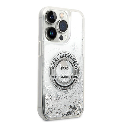 Karl Lagerfeld Karl Lagerfeld iPhone 14 Pro Back cover case - Glitter RSG - Silver Karl Lagerfeld Karl Lagerfeld iPhone 14 Pro Back cover case - Glitter RSG - Silver