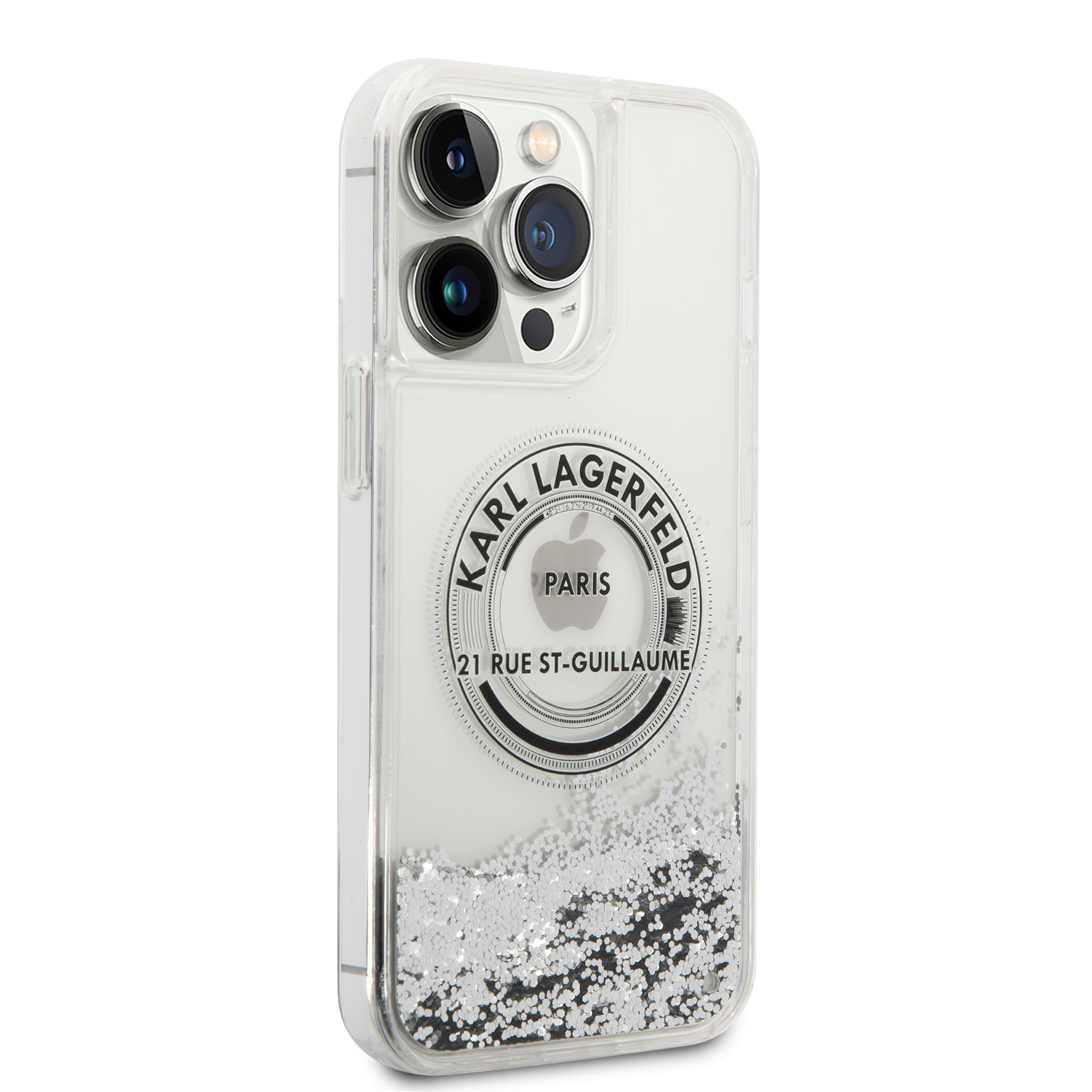 Karl Lagerfeld Karl Lagerfeld iPhone 14 Pro Max Backcover hoesje - Glitter RSG - Zilver, foto 4 van 5