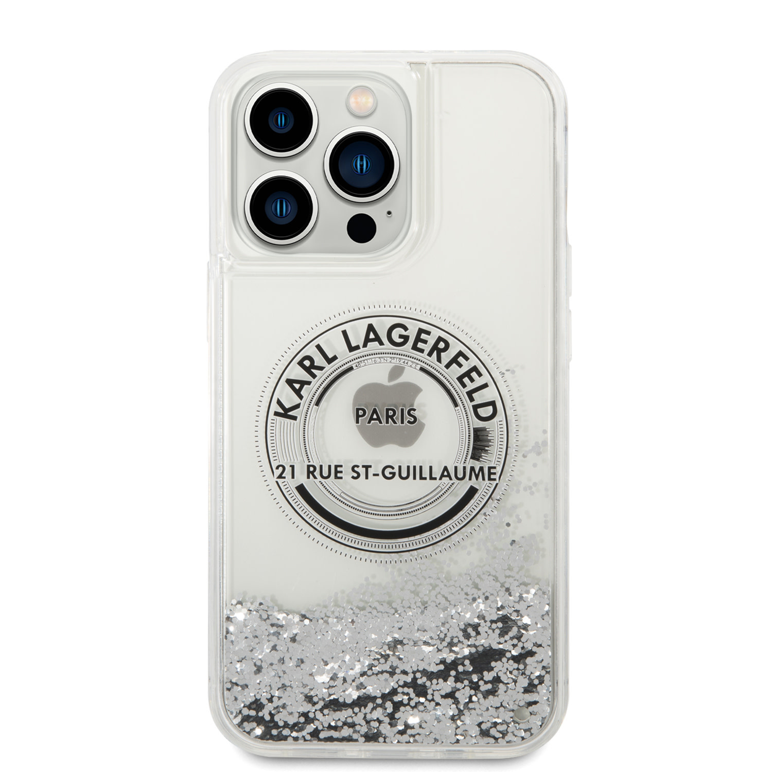 Karl Lagerfeld Karl Lagerfeld iPhone 14 Pro Max Backcover hoesje - Glitter RSG - Zilver, foto 3 van 5