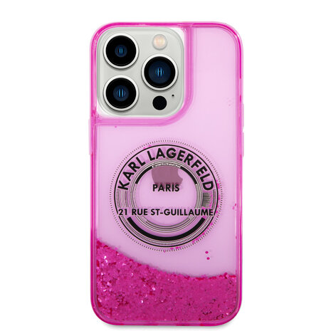 Karl Lagerfeld Karl Lagerfeld iPhone 14 Pro Backcover hoesje - Glitter RSG - Roze Karl Lagerfeld Karl Lagerfeld iPhone 14 Pro Backcover hoesje - Glitter RSG - Roze