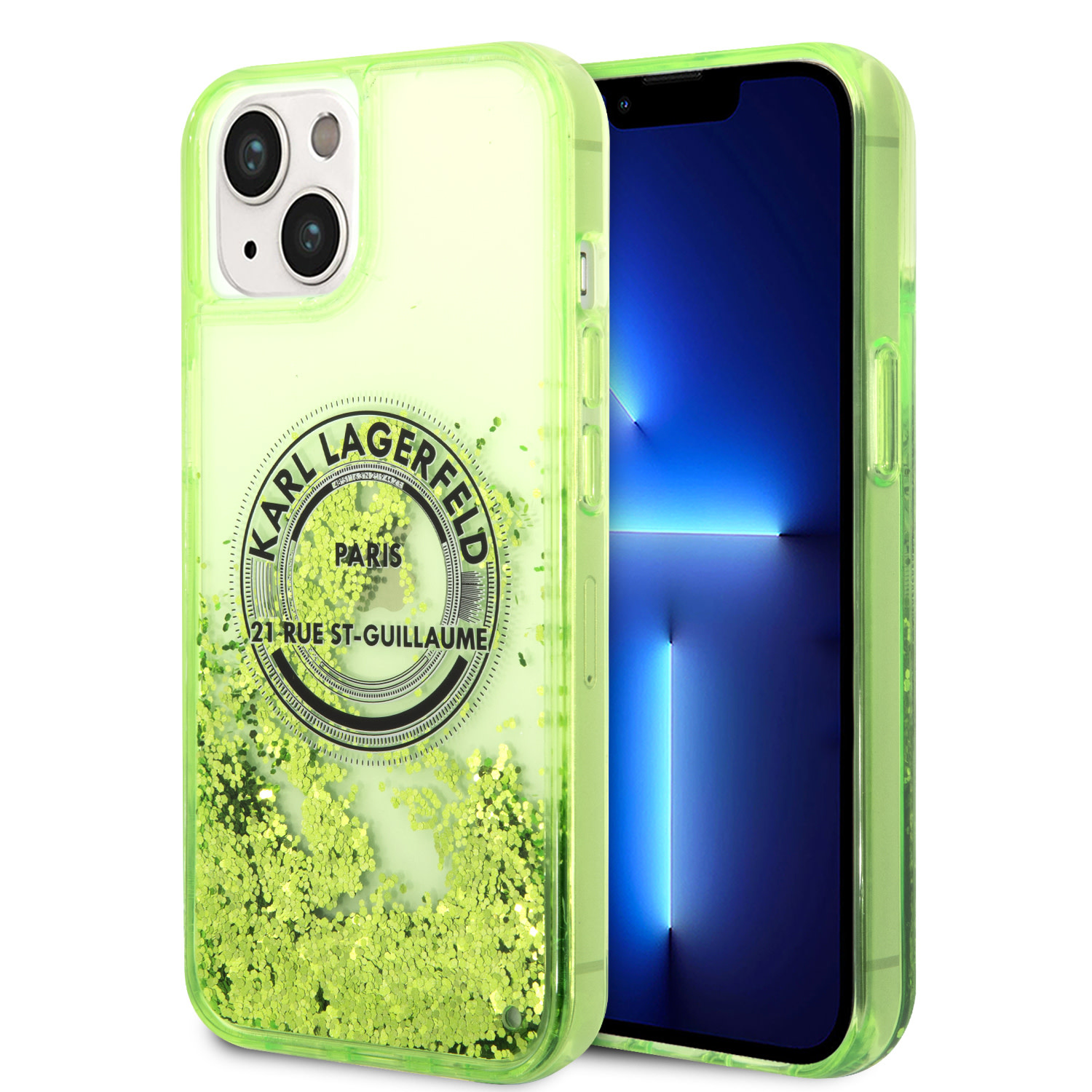 Karl Lagerfeld Karl Lagerfeld iPhone 14 en iPhone 13 Backcover hoesje - Glitter RSG - Groen