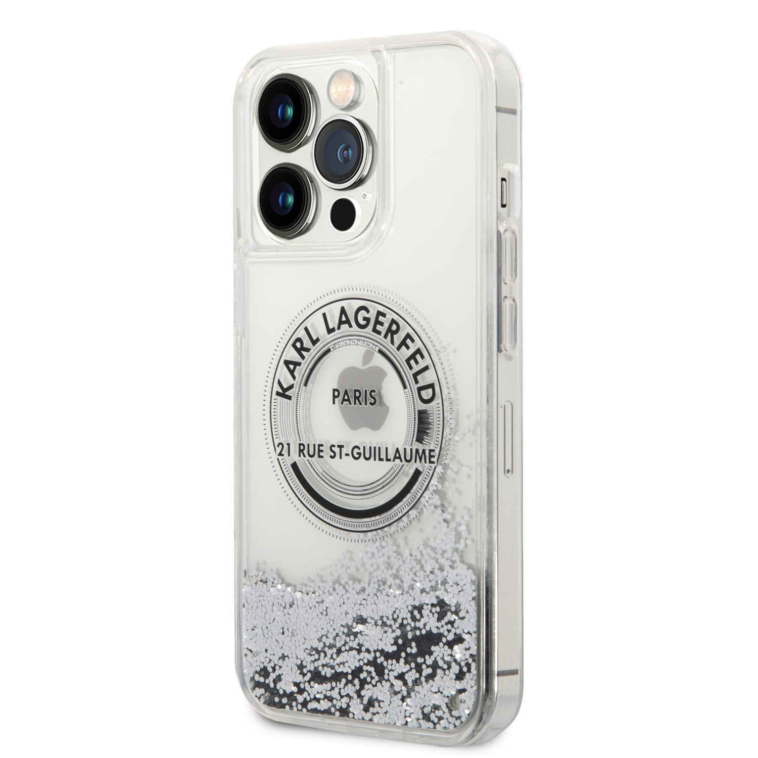 Karl Lagerfeld Karl Lagerfeld iPhone 14 Pro Max Backcover hoesje - Glitter RSG - Zilver, foto 5 van 5