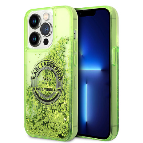 Karl Lagerfeld Karl Lagerfeld iPhone 14 Pro Max Back cover coque - Glitter RSG - Vert Karl Lagerfeld Karl Lagerfeld iPhone 14 Pro Max Back cover coque - Glitter RSG - Vert