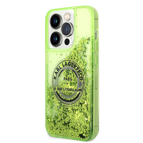 Karl Lagerfeld Karl Lagerfeld iPhone 14 Pro Max Back cover coque - Glitter RSG - Vert Karl Lagerfeld Karl Lagerfeld iPhone 14 Pro Max Back cover coque - Glitter RSG - Vert