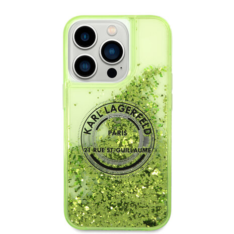 Karl Lagerfeld Karl Lagerfeld iPhone 14 Pro Max Back cover coque - Glitter RSG - Vert Karl Lagerfeld Karl Lagerfeld iPhone 14 Pro Max Back cover coque - Glitter RSG - Vert