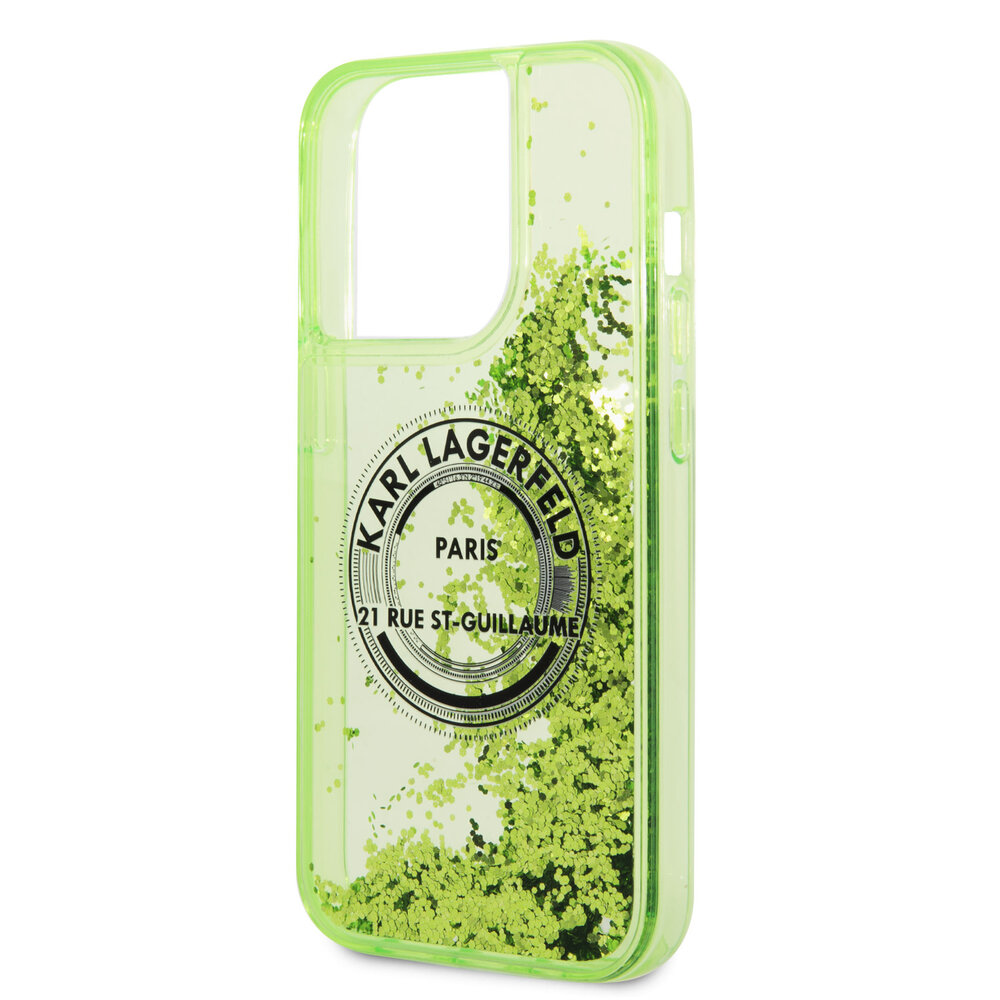 Karl Lagerfeld Karl Lagerfeld iPhone 14 Pro Max Back cover coque - Glitter RSG - Vert Karl Lagerfeld Karl Lagerfeld iPhone 14 Pro Max Back cover coque - Glitter RSG - Vert