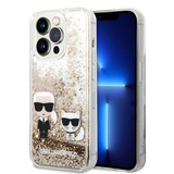 Karl Lagerfeld Karl Lagerfeld iPhone 14 Pro Backcover hoesje - Liquid Glitter - K&C - Goud