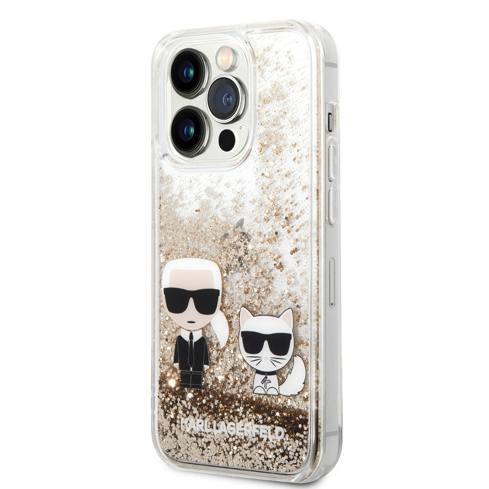 Karl Lagerfeld Karl Lagerfeld iPhone 14 Pro Backcover hoesje - Liquid Glitter - K&C - Goud Karl Lagerfeld Karl Lagerfeld iPhone 14 Pro Backcover hoesje - Liquid Glitter - K&C - Goud