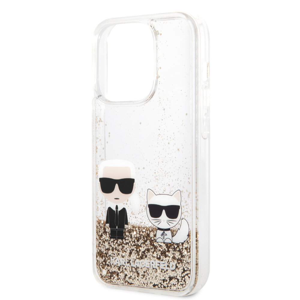 Karl Lagerfeld Karl Lagerfeld iPhone 14 Pro Backcover hoesje - Liquid Glitter - K&C - Goud Karl Lagerfeld Karl Lagerfeld iPhone 14 Pro Backcover hoesje - Liquid Glitter - K&C - Goud