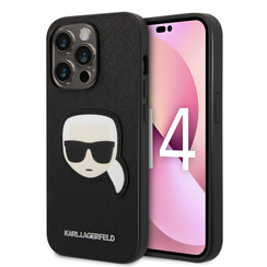 Karl Lagerfeld iPhone 14 Pro Backcover hoesje - Karl Head - Zwart
