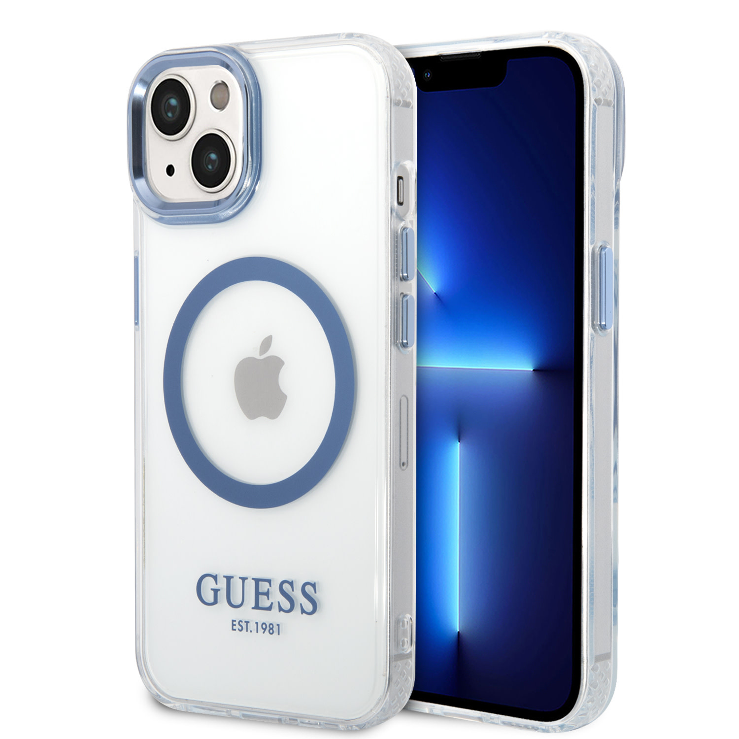Guess Guess iPhone 14 Plus en iPhone 15 Plus Backcover hoesje- Blauw