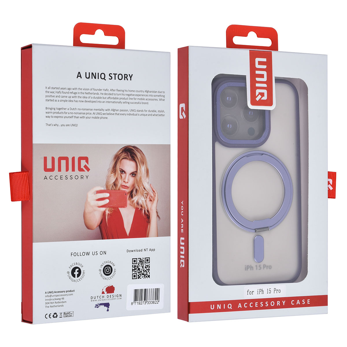 UNIQ Accessory UNIQ Accessory iPhone 15 Pro Backcover hoesje Magsafe with ring stand - Paars, foto 4 van 6
