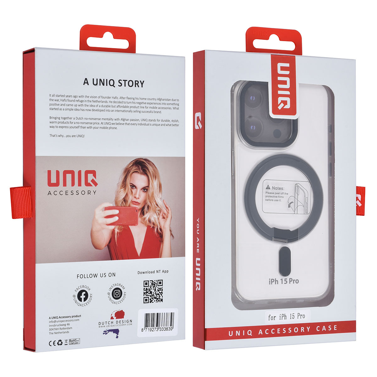 UNIQ Accessory UNIQ Accessory iPhone 15 Pro Backcover hoesje Magsafe with ring stand - Transparant, foto 4 van 6