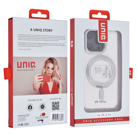 UNIQ Accessory UNIQ Accessory iPhone 15 Pro Back cover case - Magsafe with ring stand - Transparent UNIQ Accessory UNIQ Accessory iPhone 15 Pro Back cover case - Magsafe with ring stand - Transparent