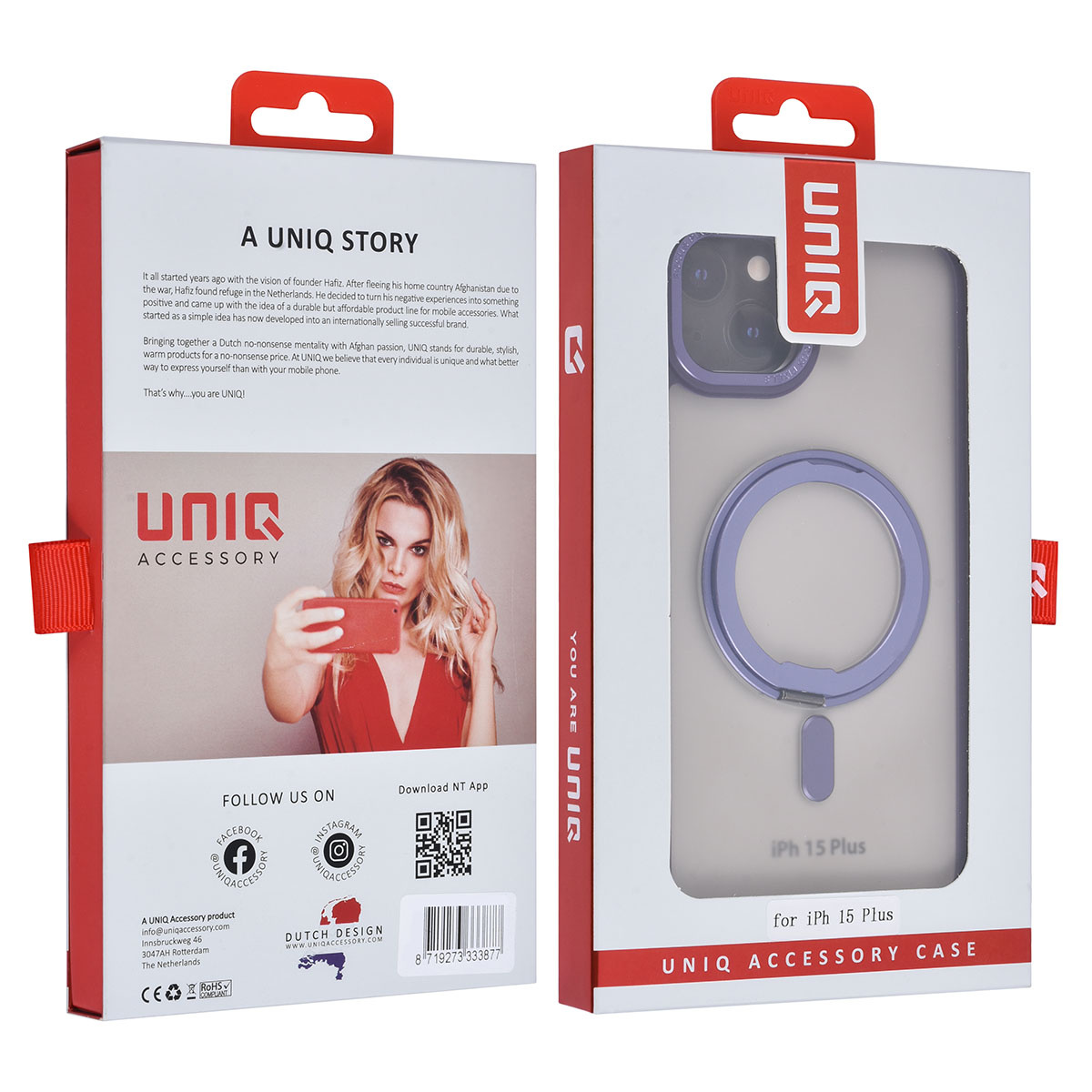 UNIQ Accessory UNIQ Accessory iPhone 15 & 14 Plus Backcover hoesje Magsafe with ring stand - Paars, foto 4 van 6