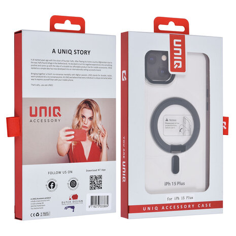 UNIQ Accessory UNIQ Accessory iPhone 15 & 14 Plus Back cover case - Magsafe with ring stand - Transparent UNIQ Accessory UNIQ Accessory iPhone 15 & 14 Plus Back cover case - Magsafe with ring stand - Transparent