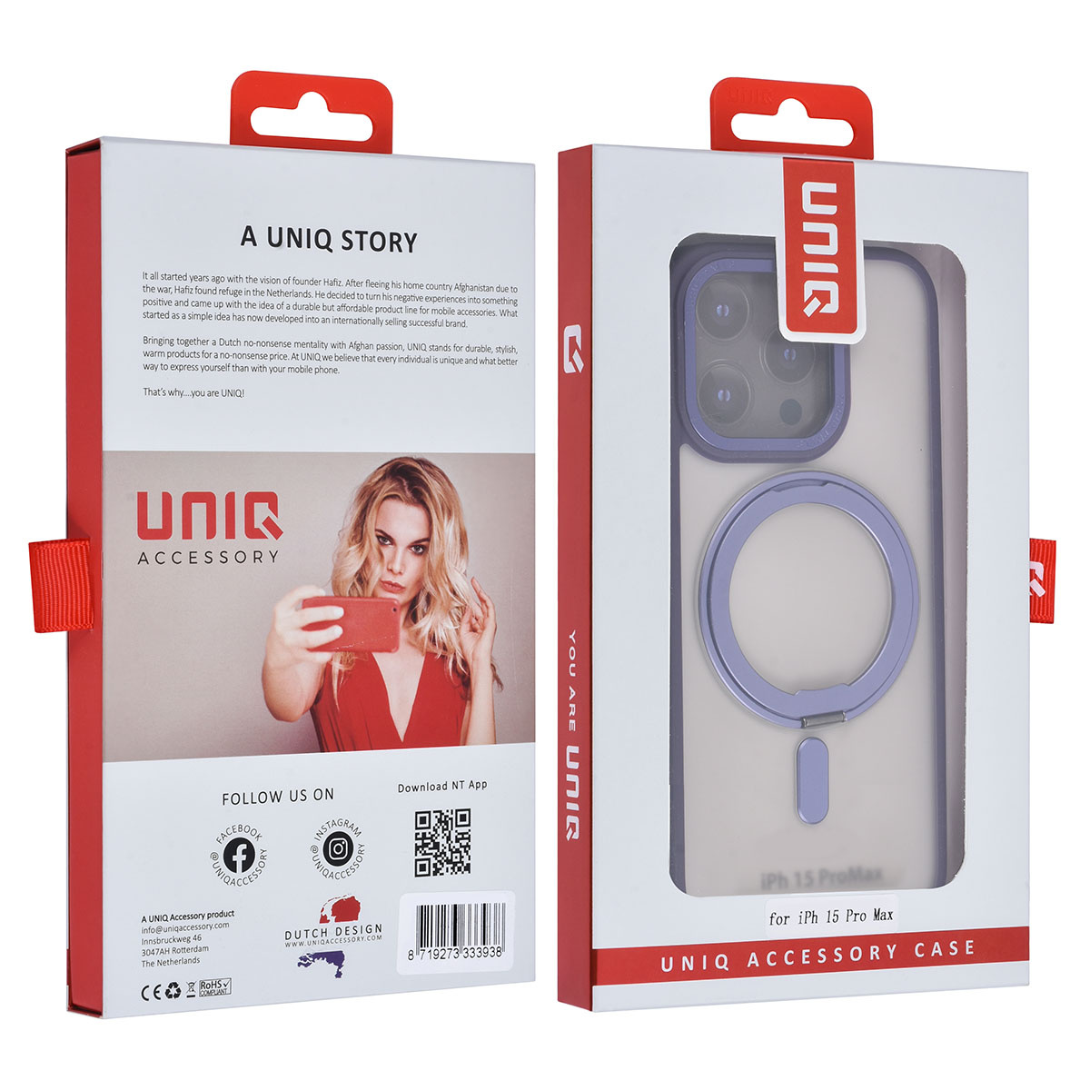 UNIQ Accessory UNIQ Accessory iPhone 15 Pro Max Backcover hoesje Magsafe with ring stand - Paars, foto 4 van 4