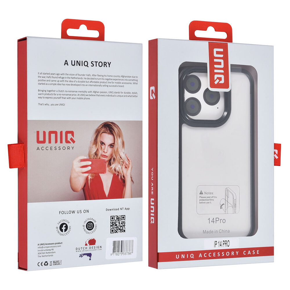 UNIQ Accessory UNIQAccessory iPhone 14 Pro Backcover hoesje - Zwart UNIQ Accessory UNIQAccessory iPhone 14 Pro Backcover hoesje - Zwart