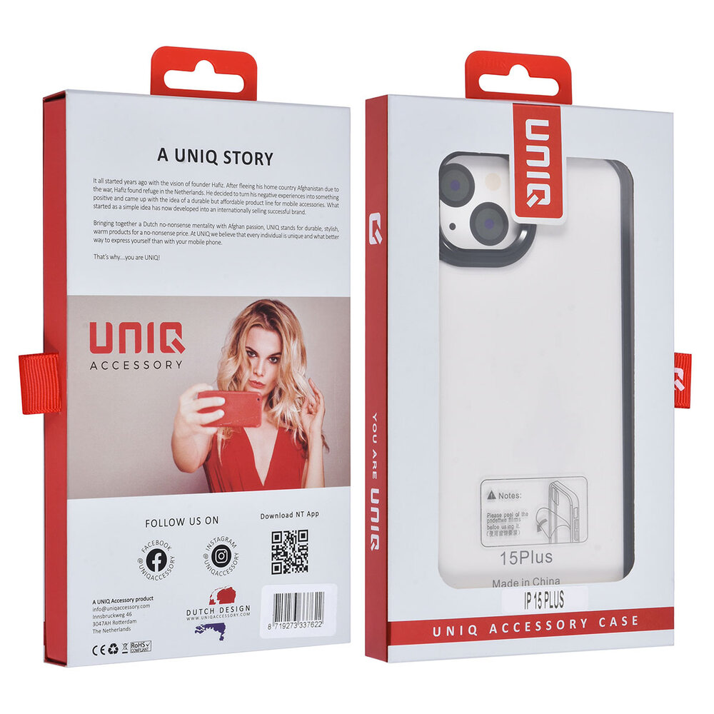 UNIQ Accessory UNIQAccessory iPhone 15 & 14 Plus Backcover hoesje - Zwart UNIQ Accessory UNIQAccessory iPhone 15 & 14 Plus Backcover hoesje - Zwart