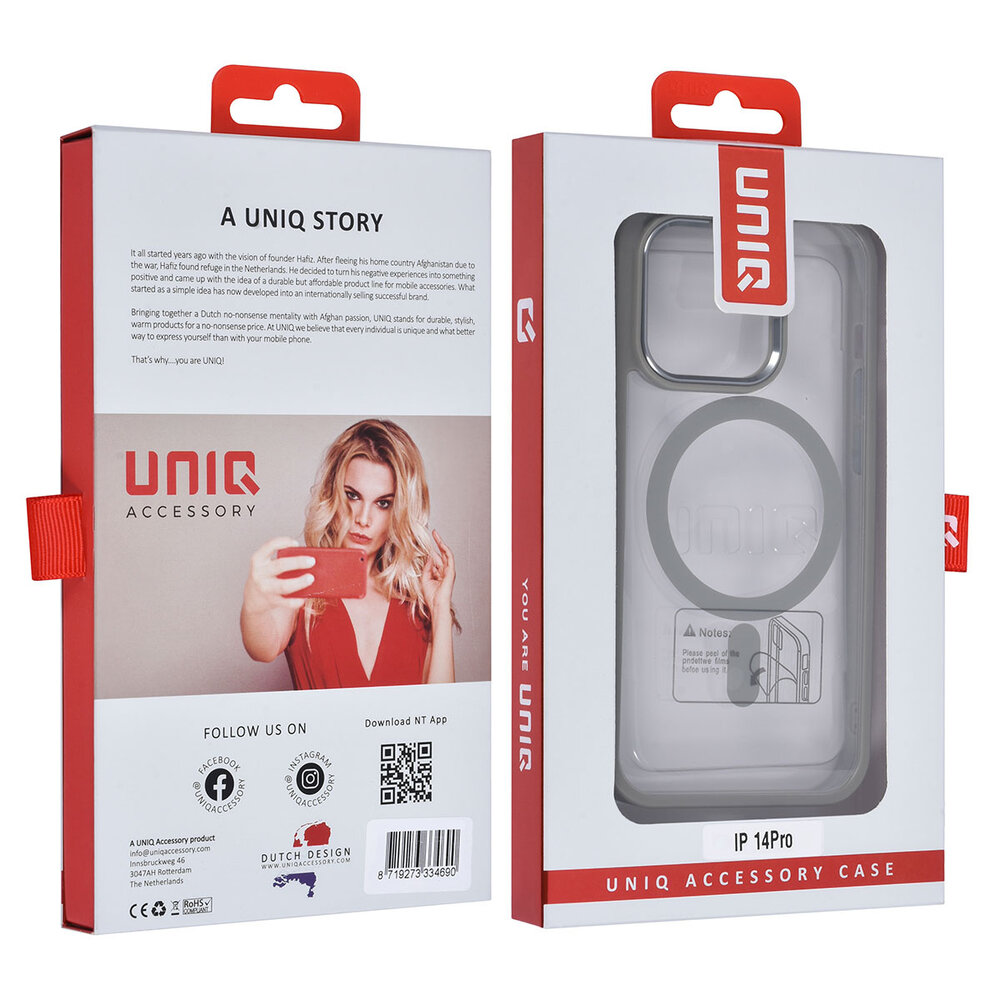 UNIQ Accessory UNIQ Accessory iPhone 14 Pro Back-Cover hul - Magsafe - Grau UNIQ Accessory UNIQ Accessory iPhone 14 Pro Back-Cover hul - Magsafe - Grau