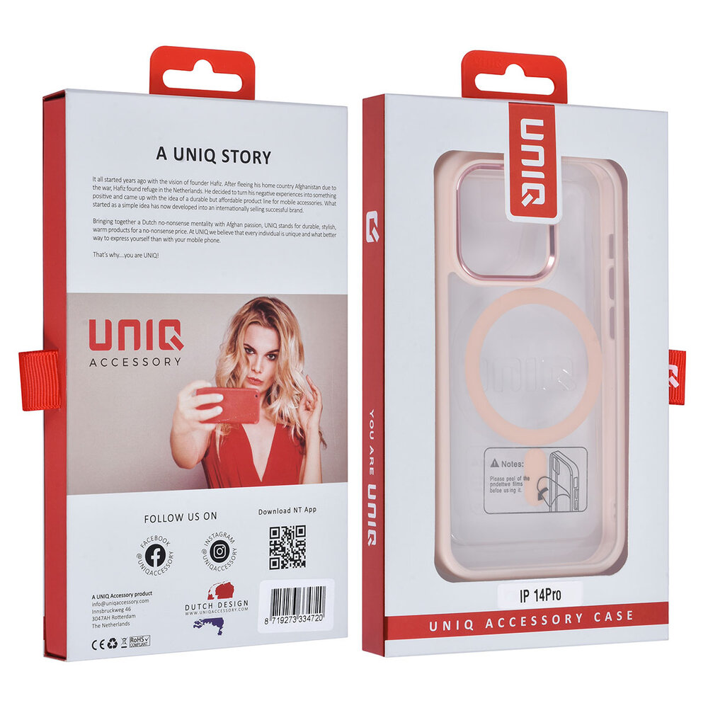 UNIQ Accessory UNIQ Accessory iPhone 14 Pro Backcover hoesje Magsafe - Roze UNIQ Accessory UNIQ Accessory iPhone 14 Pro Backcover hoesje Magsafe - Roze