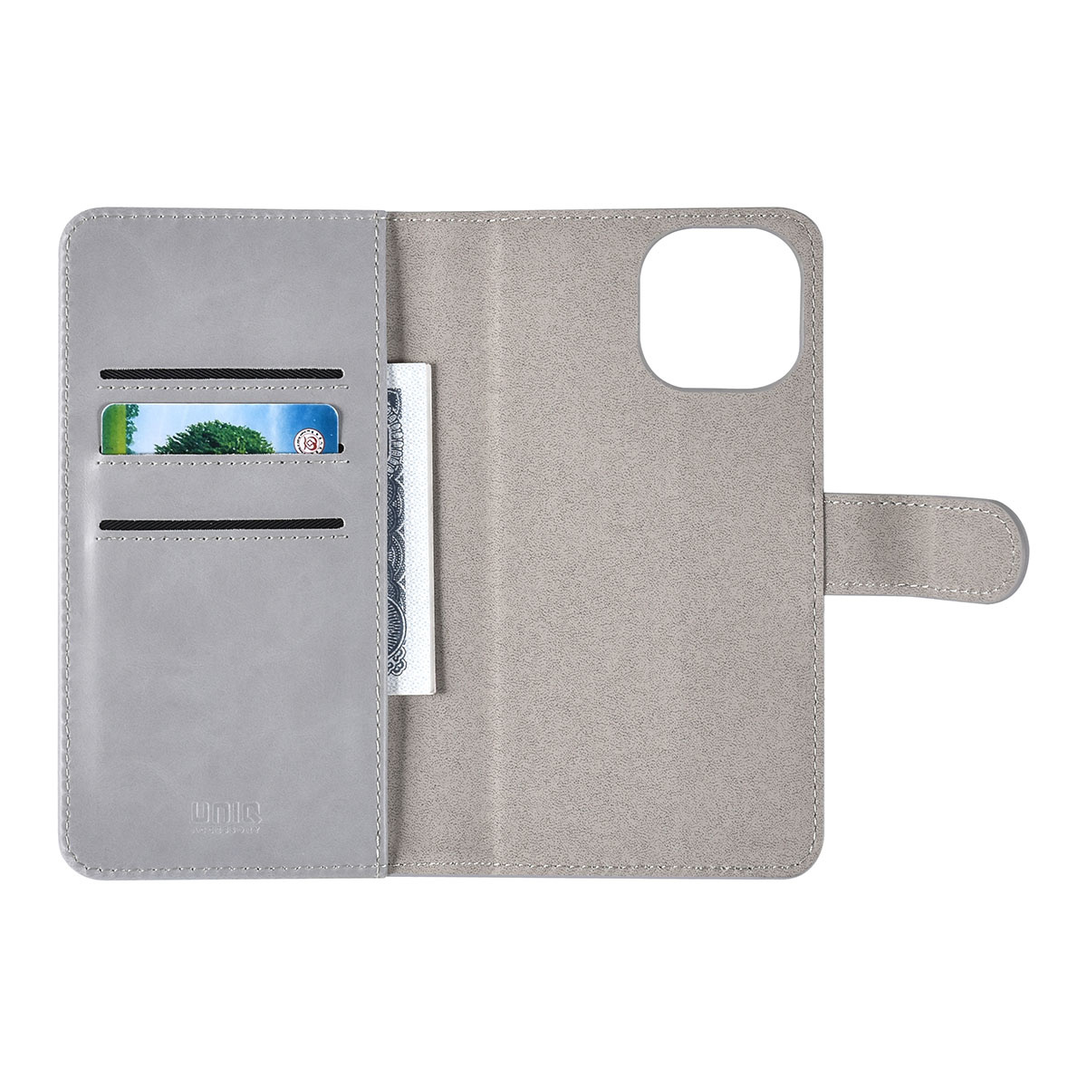 UNIQ Accessory UNIQ Accessory iPhone 14 & 13 Book Case hoesje Pasjeshouder - Grijs, foto 6 van 6