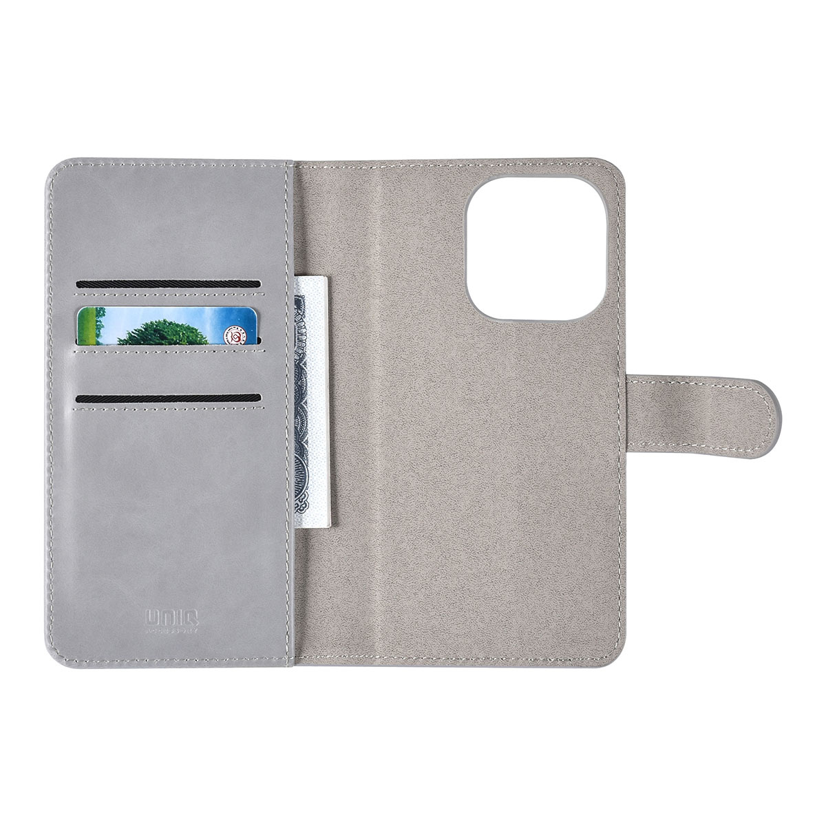 UNIQ Accessory UNIQ Accessory iPhone 14 Pro Book Case hoesje Pasjeshouder - Grijs, foto 6 van 6